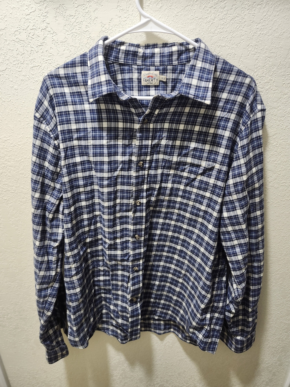 Faherty Blue & White Plaid Long-Sleeve Shirt